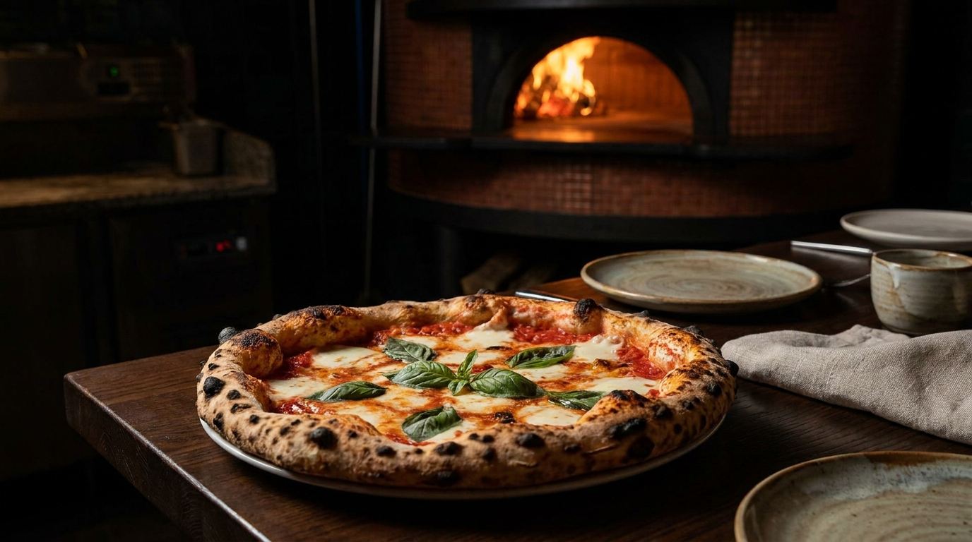 Pizza napolitana al horno de leña